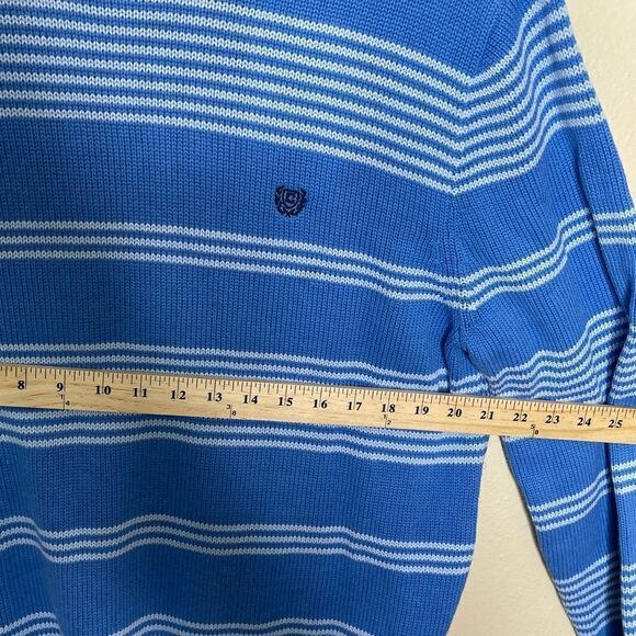 Chaps Mens Blue and White Striped Crew Neck Sweater Size L - Picture 7 of 8